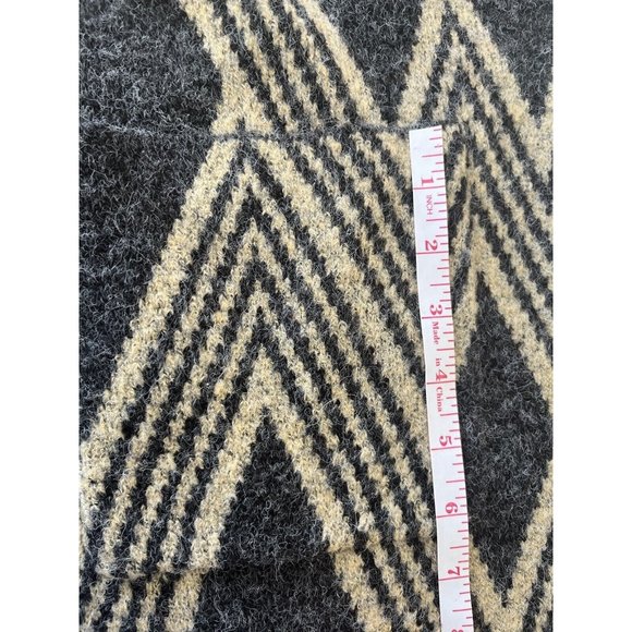 Joan Vass Womens Gray Beige Geometric Open Front Cardigan Sweater Size Medium - Picture 8 of 10